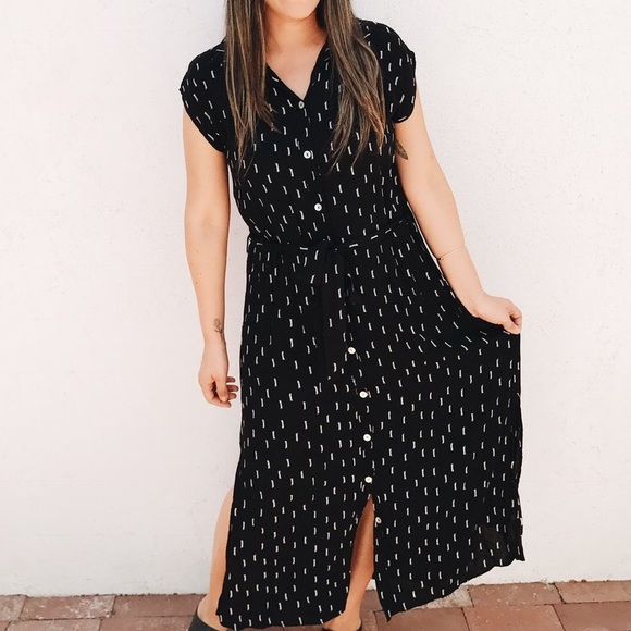Carly Jean Los Angeles Dresses & Skirts - CJLA Gwen Geoprint Black Button Maxi Dress